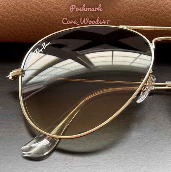 RayBan Aviator Gradient Brown RB3025 Gold Frame 58 / 62 Unisex New - Picture 4 of 16